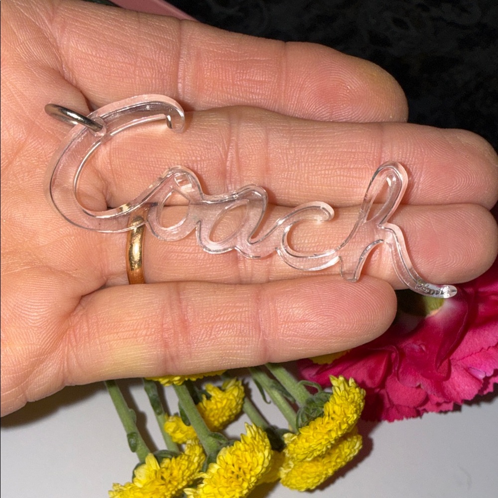 Coach Transparent Script Keychain